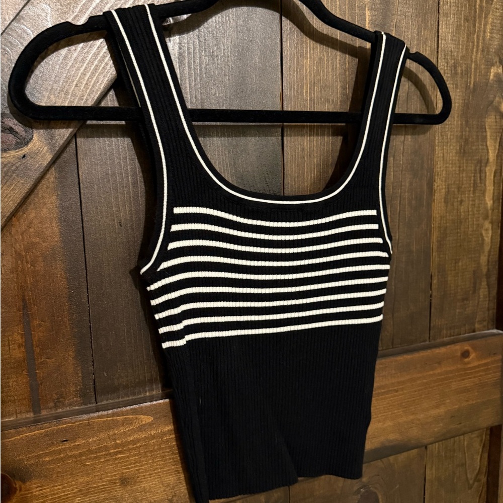 H&M Black and White Striped Tank Top